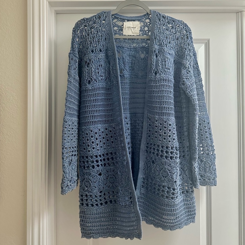 Lucky Brand Women's Open Crochet Cardigan size S - Picture 3 of 5